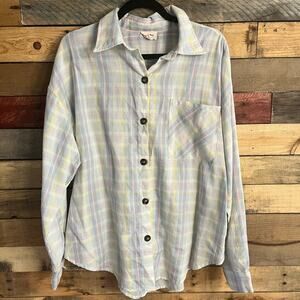 BiBi Multi Color Plaid Button Down‎ Size Medium